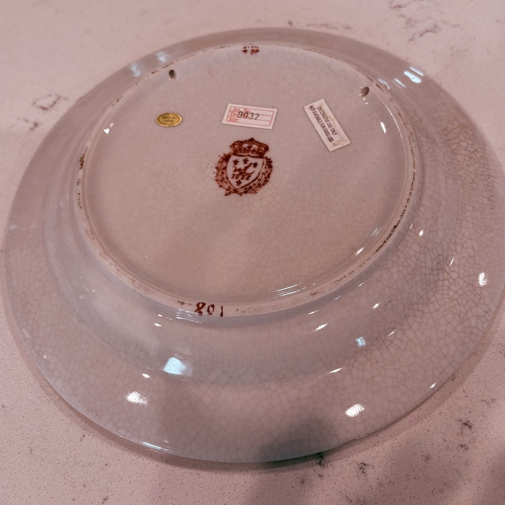 Vintage Decorative Chinese Plate w/Crackle Glaze Dog & Bird Scene Great Piece. - Picture 6 of 8